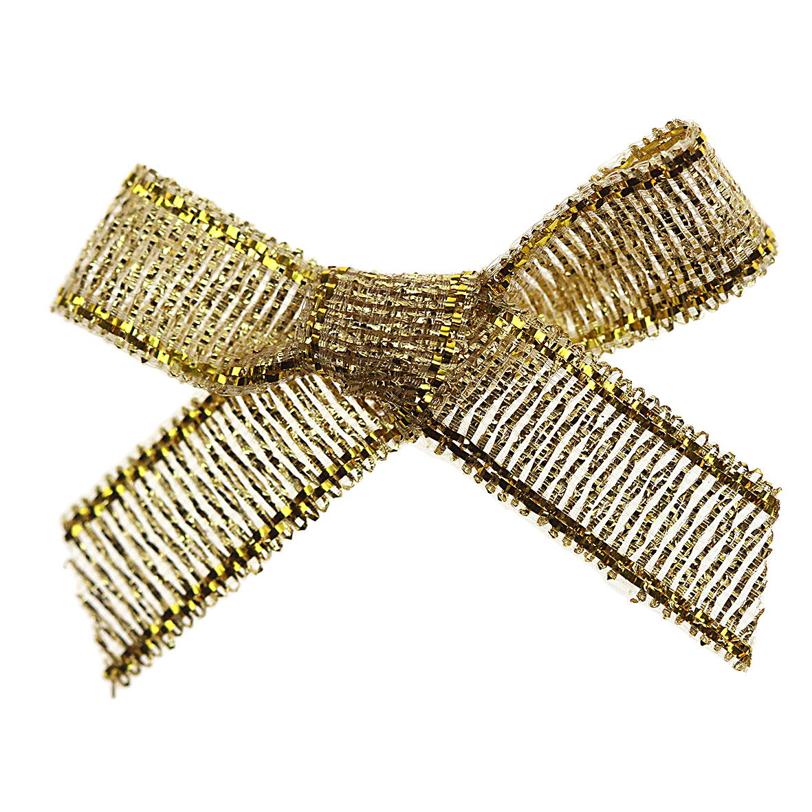 7mm Satin Ribbon Bows x100 Lurex Gold - Click Image to Close